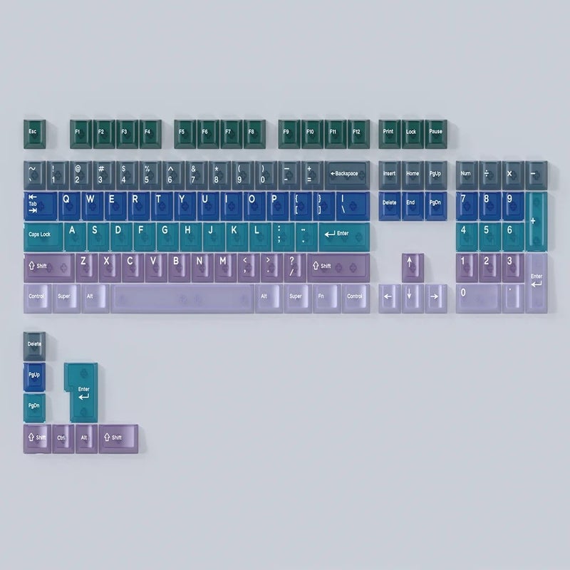 Y&D Profile 132 Crystal Keycaps, Colorful RGB Backlit Clear Keycaps for 60% 65% 90% Mechanical & Gaming Keyboards - Image 1